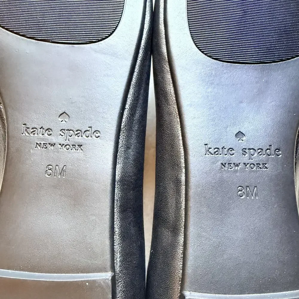 Kate Spade New York Boston Terrier Winthrop Black Leather Flats Womens 8 - Picture 9 of 13
